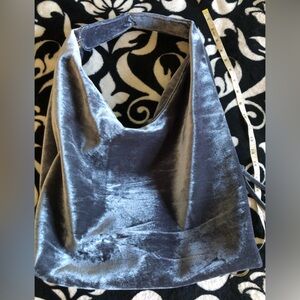 Tabitha Webb gun powder, blue velvet bag tote New